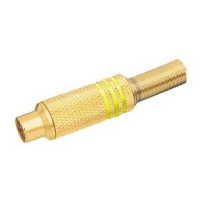 Conector RCA Hembra Metal Dorado con aros Amarillo
