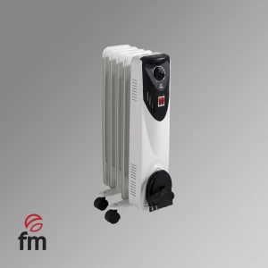 Radiador de aceite FM BR-10, 1.000 W, 5 elementos, 3 potencias, alta especial 55 cm, blanco