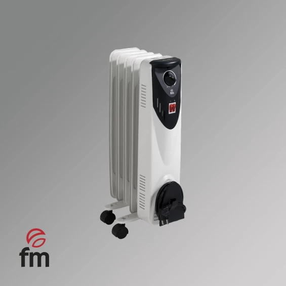 Radiador de aceite FM BR-10, 1.000 W, 5 elementos, 3 potencias, alta especial 55 cm, blanco