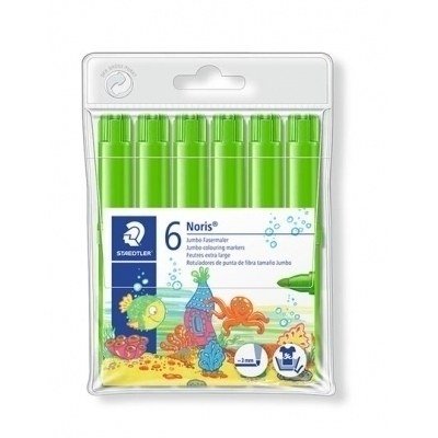 Staedtler Noris Watercolour 340 Pack de 6 Rotuladores de Gran Tamaño - Trazo 3mm Aprox - Lavable Facilmente - Tinta Base de Agua - Color Verde Claro