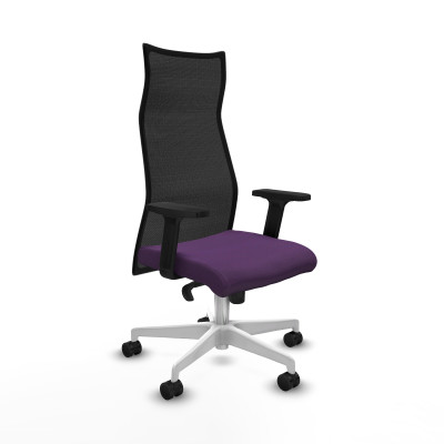 Albacete malla sincro malla negra bali morado brazos 2D base blanca ruedas 65 mm nailon