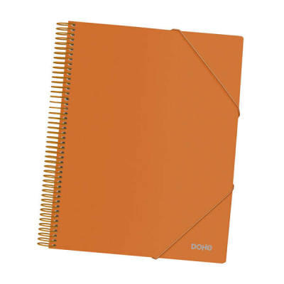 Dohe Carpeta con 40 Fundas Tamaño A4 - Tapa de Polipropileno Opaco de 800 Micras - Fundas Transparentes de 80 Micras - Espiral de Plastico de Color - Gomas Elasticas a Juego