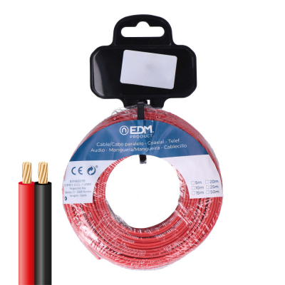 Carrete cable paralelo 2x1,50 mm² rojo/negro 15m (audio)