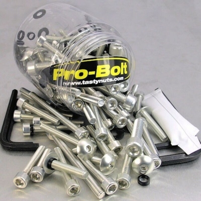 Bote de tornilleria mixta carenado y c/plana PRO-BOLT (100 piezas) Aluminio plata PBTUBMIXEDS PBTUBMIXEDS