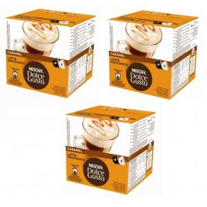 Pack de 3 cajas Dolce Gusto LATTE MACCHIATO CARAM, 16 unidades por caja, 48 cápsulas en total