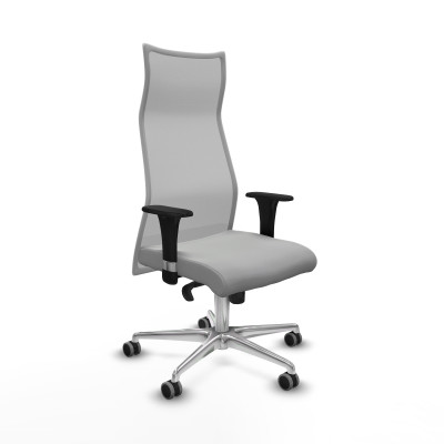 Albacete malla XL sincro malla gris similpiel gris claro brazos 1D base aluminio ruedas 65mm engomadas