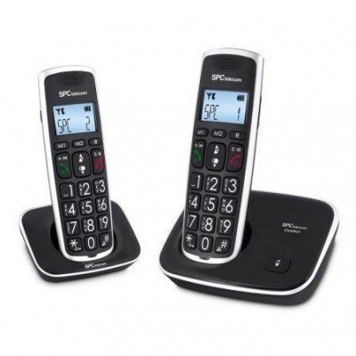TELÉFONO INALÁMBRICO DECT SPC TELECOM 7608 DÚO IDENTIFICADOR LLAMADAS 60REG MANOS LIBRES TECLAS GRANDES AUDÍFONO