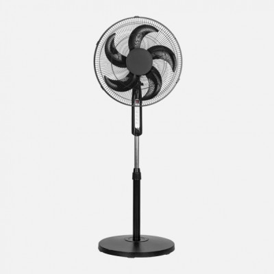 Ventilador De Pie Liberty Negro 3vel 45w 5aspas Fijo Y Rotatorio C/remoto Y Temporizador Regx43x43cm