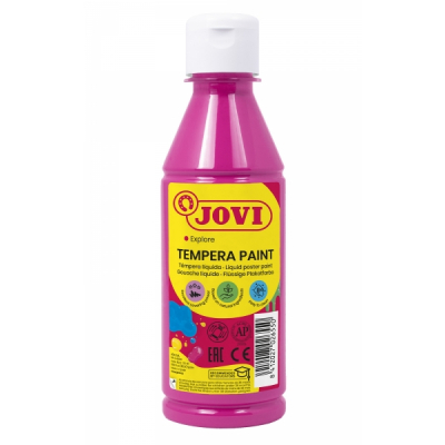 Jovi Tempera Paint Tempera Liquida 250ml - Base Agua - Lista para Usar - Alto Poder Cubriente - Secado Rapido - Excelente Fluidez - Adherencia en Multiples Superficies - Color Magenta