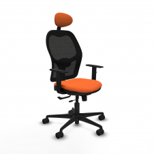 Piqueras y Crespo Jorquera traslack malla negra bali naranja brazos 1D base nailon cabecero fijo ruedas 65mm nailon