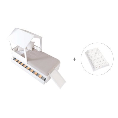 Cama-casita compacta 90x190 cm con cama nido + textil Taiga · Bianca Quattro