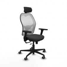 Piqueras y Crespo Jorquera traslack malla blanca similpiel gris oscuro brazos 3D base nailon cabecero 2D ruedas 65mm engomada