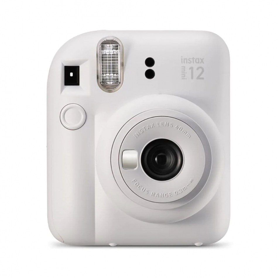 Fujifilm Instax Mini 12 Clay White Camara Instantanea - Tamaño de Imagen 62x46mm - Flash Auto - Exposicion Automatica - Mini Espejo para Selfies - Modo Primer Plano