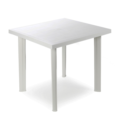 Mesa cuadrada color blanco para exterior 80 x 75 x 72 cm