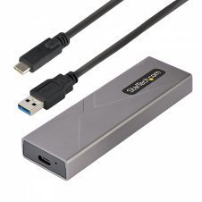 StarTech.com Caja Externa de Aluninio USB-C 10Gbps a NVMe M.2 o SSD M.2 SATA - Sin Herramientas para SSD M.2 NGFF PCIe/SATA - con Cables USB Tipo C o