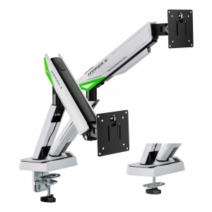 AISENS - SOPORTE DE MESA GAMING CONTRAPESO GIRATORIO E INCLINABLE PARA MONITOR/TV 16KG (3 PIVOTES, 2 BRAZOS) DE 17-38, NEGRO-BLA