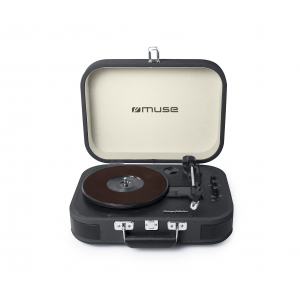 Giradiscos tocadiscos estéreo Muse MT-201 DG, Bluetooth, USB, MP3, con altavoces, RCA, entrada auxiliar, salida auriculares, gris oscuro