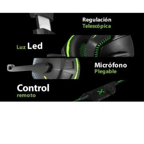 Auriculares Gaming con Micrófono Droxio Leyon/ Jack 3.5/ USB 2.0/ Verdes