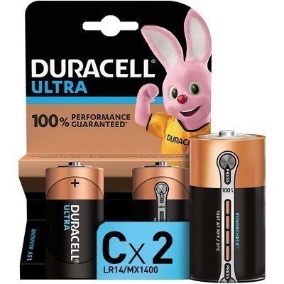 Duracell Pilas Alcalinas C Ultra LR14 1.5V - Power Check - 2 Unidades