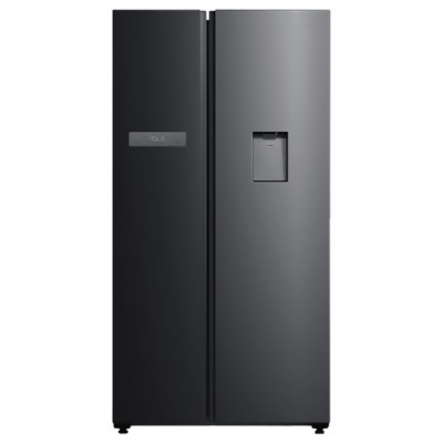 Cecotec Bolero CoolMarket SBS 592 WD Dark E Frigorifico Americano - Capacidad 592L - Luz LED - Compresor Inverter - Dispensador de Agua - Frio Envolvente - Clase E - 177.5x91cm - Color Gris Oscuro