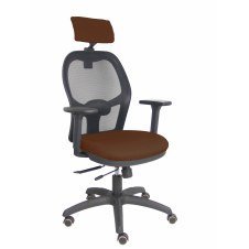 Piqueras y Crespo Silla Jorquera traslack malla negra asiento bali marrón oscuro brazos 3D cabecero regulable