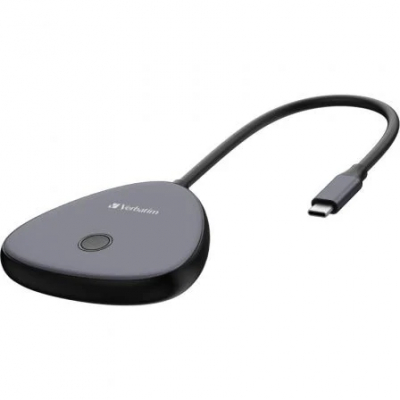 Adaptador de pantalla Inalámbrica USB Tipo-C Verbatim Share My Screen 4K WDA-02/ 1xHDMI/ 1xUSB/ 1xUSB Tipo-C/ Gris y Negro