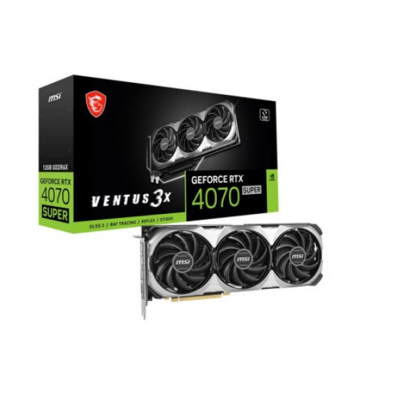 VGA MSI RTX 4070 SUPER 12G VENTUS 3X,NV,RTX4070SUPER,12GB,GDDR6X,192BIT,3DP+1HDMI,TORX FAN 4.0,3 VENTILADORES