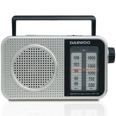 Radio Portátil Daewoo DW1125/ a Pilas/ Gris Metalizado