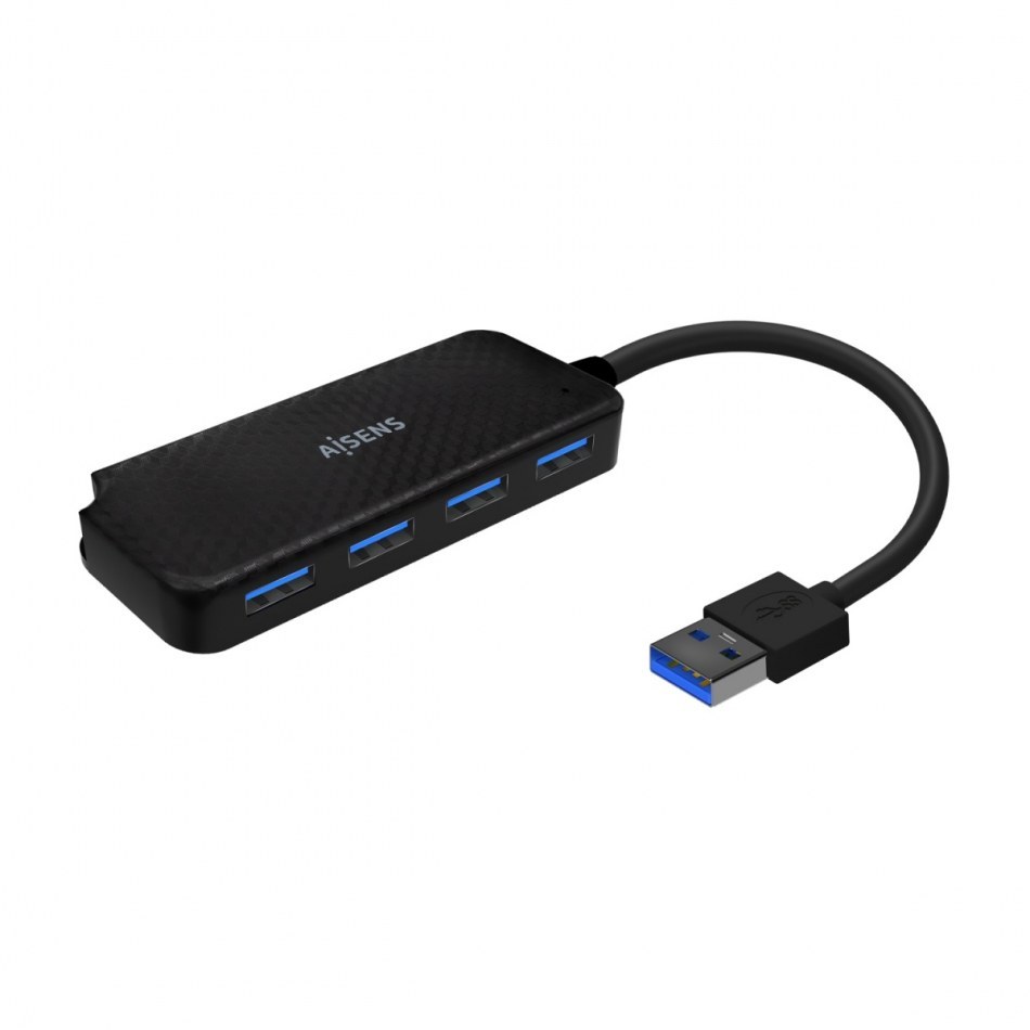 Aisens - Hub Usb 3.0, Tipo A/M-4Xtipo A/H, Negro, 15Cm