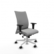 Piqueras y Crespo Albacete confidente sincro similpiel gris claro brazos 1D base blanca ruedas 65 mm nailon