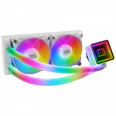 Mars Gaming ML-ULTRA240 Blanco Refrigeración L?quida CPU TDP 500W Espejo Infinito 2 Ventiladores Silenciosos FDB ARGB Tubos ARGB Multisocket Univers