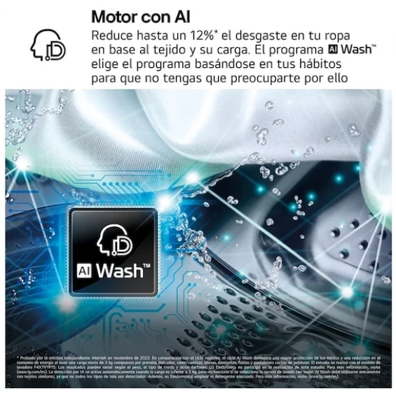 Lavadora LG F4X9009TWCE, 9 kg, 1400 rpm, clase A-60%, blanco - imagen 7