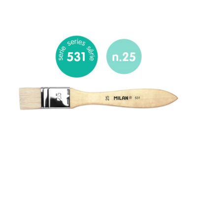 Milan 531 Paletina para Barnices y Oleo de 25mm - Cerda Natural - Mango Corto - Color Madera Claro