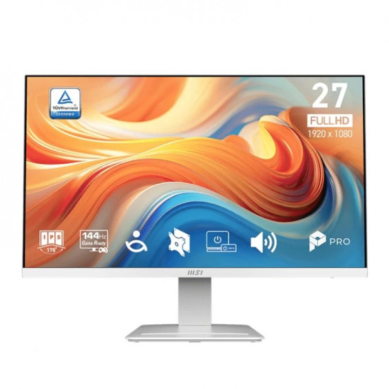 Monitor MSI PRO MP273W E14A, 27 pulgadas, Full HD, IPS, 144 Hz, 1 ms MPRT, altavoces, HDMI, DisplayPort, FreeSync, blanco