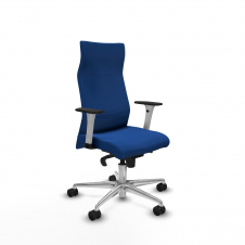 Piqueras y Crespo Albacete direcci?n sincro similpiel azul brazos 1D blancos base aluminio ruedas 65 nailon