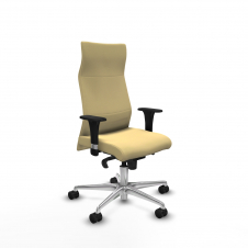 Piqueras y Crespo Albacete direcci?n sincro similpiel crema brazos 1D cromados base aluminio ruedas 65 nailon