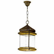 Colgante 4 Caras 1xe27 Ambarina Cuero/ambar Regx18x18 Cm