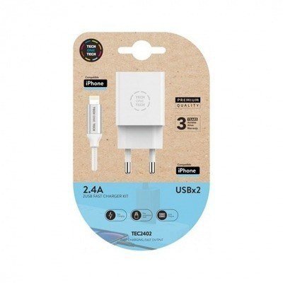 CARGADOR DOBLE+CABLE MICRO USB(APPLE)TECH ONE TECH