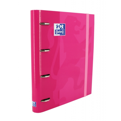 Oxford Europeanbinder Classic A4+ Carpeta de Anillas con Recambio Cuadricula 5x5 - Tapa Extradura - Cierre con Goma Elastica - Color Fucsia