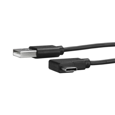 Cable de Carga y Sincronización USB-A a USB-C de 1m - Cable de Datos USB-A a USB Tipo C - Cable Acodado USB Tipo C - M/M - Negro
