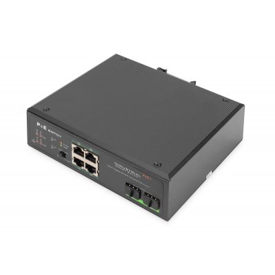 Conmutador PoE de red Gigabit Ethernet de 4 puertos, industrial, no gestionado, 2 enlaces ascendentes SFP