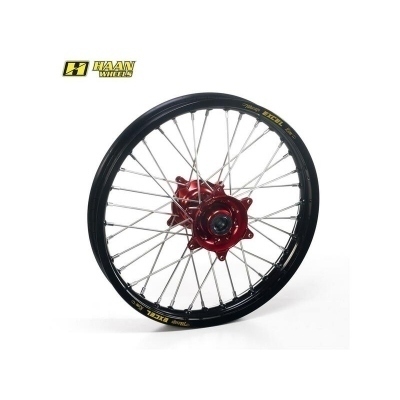 Rueda tubeless completa Haan Wheels 17-5.00 Aro negro buje rojo 116409/3/6/T