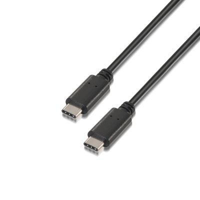 Cable USB 2.0 Aisens A107-0055/ USB Tipo-C Macho - USB Tipo-C Macho/ 0.5m/ Negro