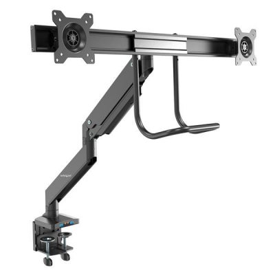 Brazo de Soporte de Montaje para 2 Monitores - con 2 Puertos USB 3.0 - con Instalación por Grommet o Mordaza para Mesa de Escritorio