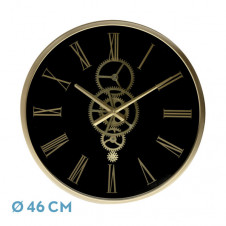 Reloj De Pared Duque Negro/oro 46x46x7cm Engranajes Con Movimiento