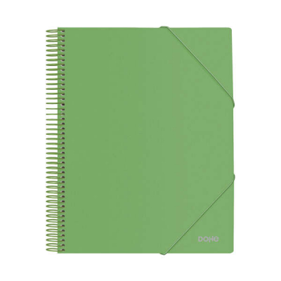 Dohe Carpeta con 40 Fundas Tamaño A4 - Tapa de Polipropileno Opaco de 800 Micras - Fundas Transparentes de 80 Micras - Espiral de Plastico de Color - Gomas Elasticas a Juego