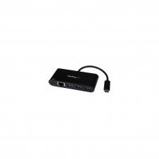 StarTech.com Hub Concentrador USB 3.0 USB-C de 3 Puertos con Ethernet Gigabit y Entrega de Potencia - Ladrón USB C con Puerto de Red Negro