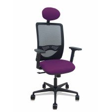 Piqueras y Crespo Silla Zulema sincro malla negra asiento bali morado brazos 2D ruedas 65mm cabecero