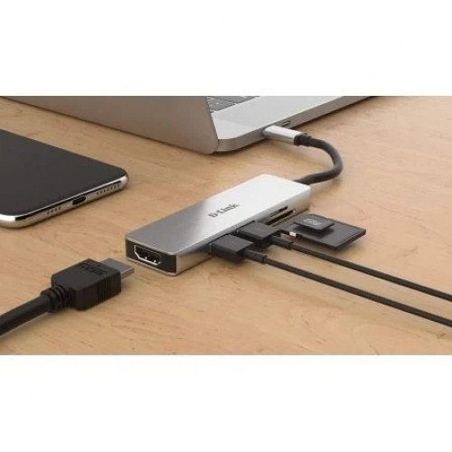 Docking USB 3.0 Tipo-C D-Link DUB-M530/ 2 Puertos USB/ 1 HDMI/ 1 Lector Tarjetas SD/ Gris