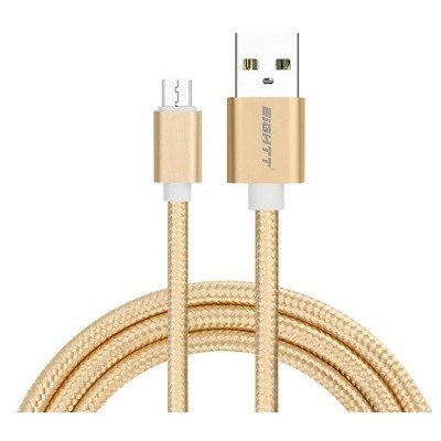 CABLE EIGHTT USB A MICROUSB 1MTS TRENZADO DE NYLON ORO. CARCASA DE ALUMINIO